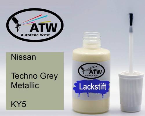 Nissan, Techno Grey Metallic, KY5: 20ml Lackstift, von ATW Autoteile West.